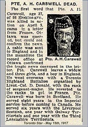 News clipping from Toronto Star 1917